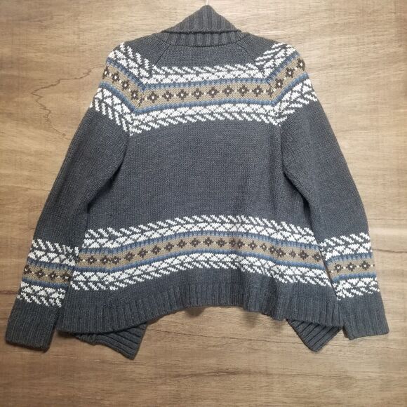 St Johns Bay Wmns Sz PL Petite Open Front Cardigan Sweater Blue Brown Gray - Picture 5 of 5